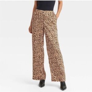 A New Day - Satin Pull on Leopard Straight Leg Pants